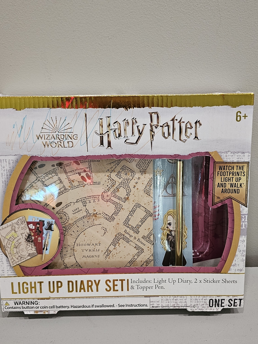 Warner Bros. Harry Potter Light-Up Diary Set - Gold, Pink & Blue